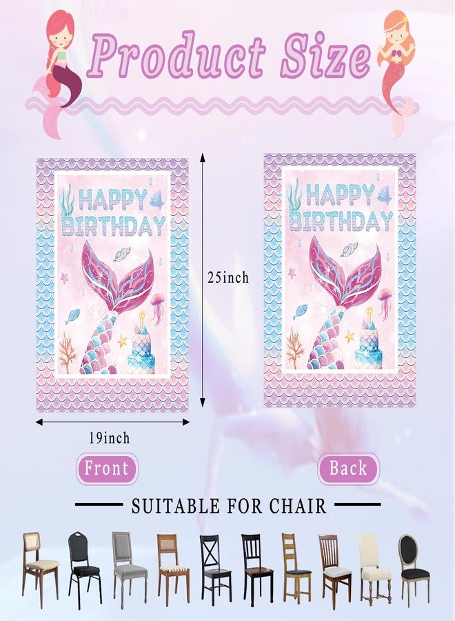 Newleafly Dining Chair Covers, Mermaid Birthday Dining Room Chair Covers Set of 2, Stretch Kitchen Chair Cover, Washable Chair Slipcovers for Birthday, Baby Shower, Home or Party - Image 2